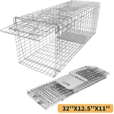 32" Live Animal Cage Trap Heavy Duty Folding Raccoon Traps Catch and Release