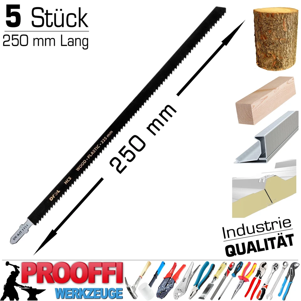 5 x Stichsägeblatt Stichsäge 250mm Extra Lang T-Schaft Bosch Aufnahme Holz PVC - Bild 3 von 4