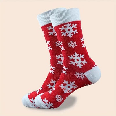 Damen Weihnachtsstrümpfe Kuschelige Mid Calf Socken mit Festtagsmotiven pack