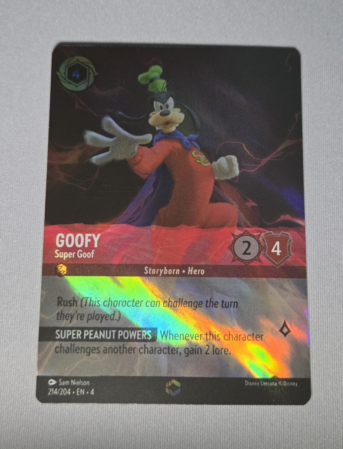 Disney Lorcana TCG Goofy Super Goof Ursula's Return 214/204 Ench Holo EN