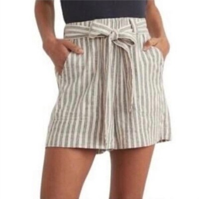 Marine Layer Größe M Karleigh mit Gürtel Hohe Taille Kurz Tusche/Weiß Doppel
