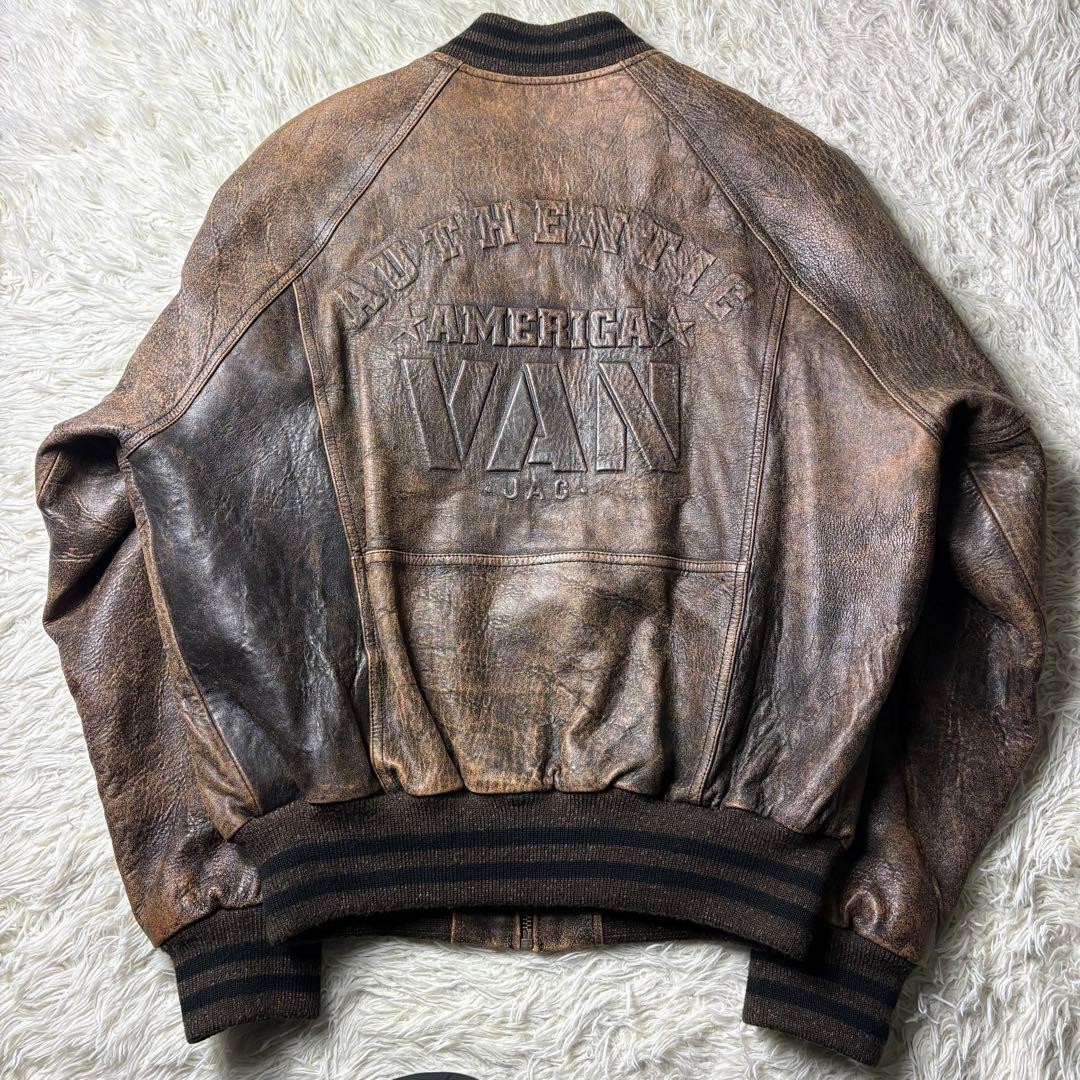 Good Condition VAN JACKET Stadium Jacket All Leat… - image 1