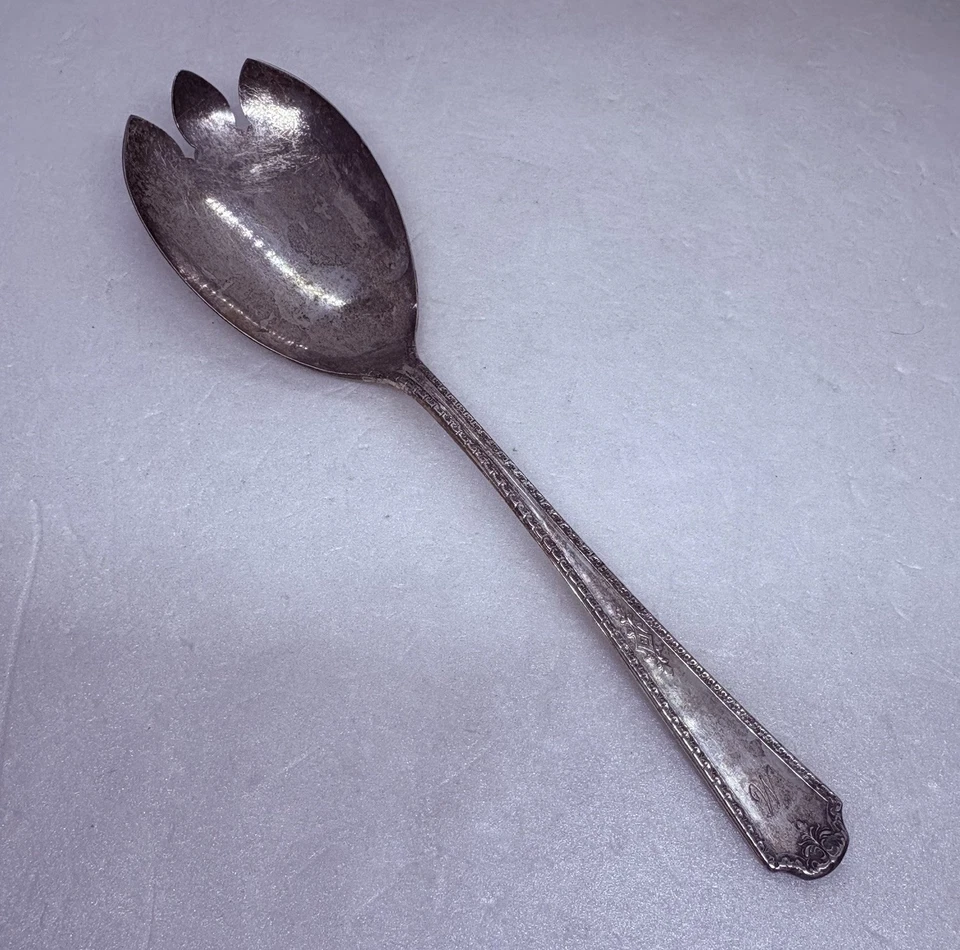 "Cuchara para servir ensalada plateada vintage WMA Rogers AA 8,5"" mango ornamentado 29" Foto 4 de 4