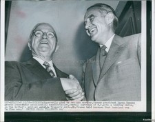 1956 Former Pres Harry Truman Candidate Gov Harriman N.Y Politics Wirephoto 7X9