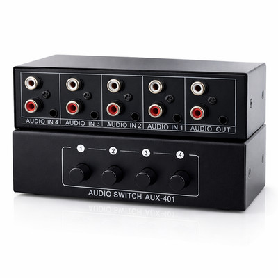 Cinch Audio Verteiler Splitter Umschalter Umschaltbox Schalter Switch 4 IN 1 OUT