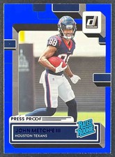 John Metchie III 2022 Panini Donruss #317 Blue Press Proof RC Rated Rookie