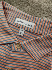 Peter Millar Comfort Polo Shirt Mens  Medium 100% Cotton  Peach Blue