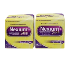 2 PACK Nexium 24HR Acid Reducer Heartburn Relief Capsules 14ct EXP 01/2026