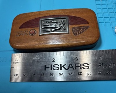 Wooden Secret Box With Inlays And Makers Mark