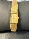 Seiko Tank Watch Women 12mm Champagne Dial Gold Tone 2e20-5029 New Battery