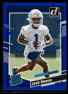 2023 Donruss #345 Josh Downs Press Proof Blue Rated Rookie