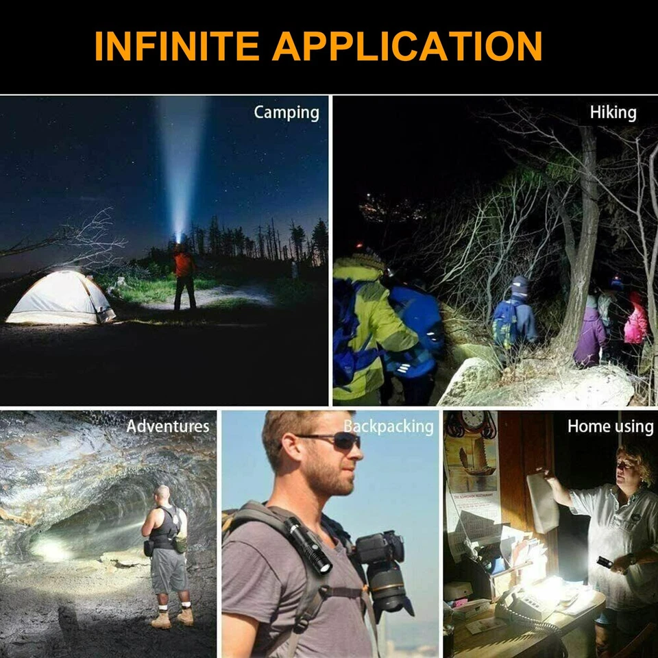90000LM Taschenlampe USB Aufladbar Taktisch mit Zoom für Outdoor Mit Akku - Bild 3 von 4