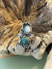 Vintage Sterling Silver Ring Southwest Malachite Moonstone 925 Sz 9