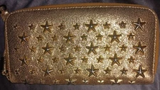 Jimmy Choo Gold Metallic Zip Around Wallet