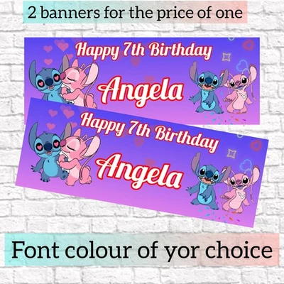 DAILY GIFTS Lilo& stitch Personalised Birthday Banner Children Kids Party Decoration