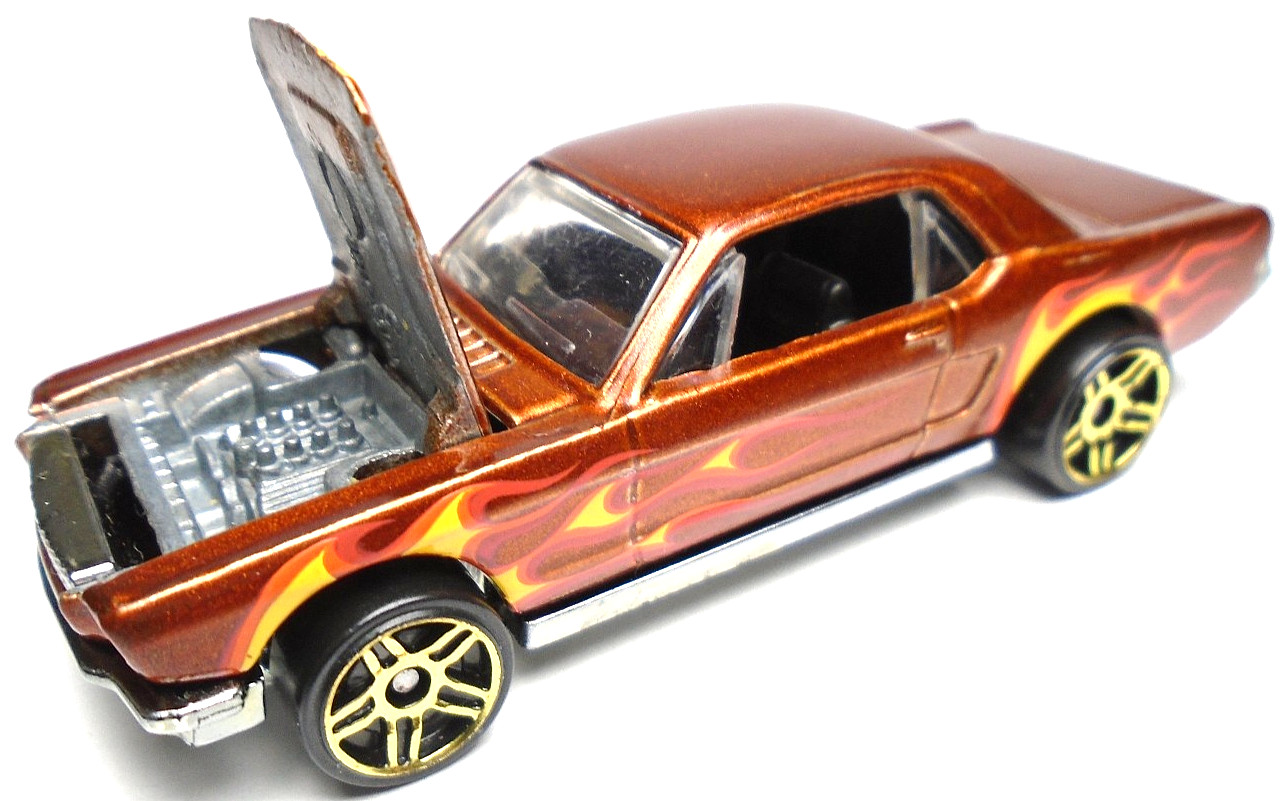 2011 HOT WHEELS HEAT FLEET '65 FORD MUSTANG ORANGE 1:64 DIECAST 3" CAR W/ FLAMES