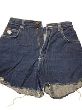 Vtg Normandee Rose Denim Cutoff Shorts Womens Frayed Hem High Waist