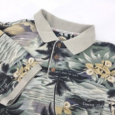 Tommy Bahama Mens Paradise Palm Tree Floral Print Short Sleeve Polo Shirt Size M
