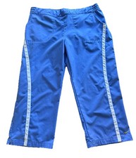 Nike VTG Y2K Womens Capri Pants Sz XL 16/18 Blue Pull On 22.5" Inseam Athleisure