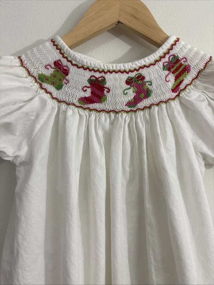 Anavini Vestido de Navidad Alfil Calado Medias Algodón Niño Niña 4t Vacaciones Foto 2 de 4