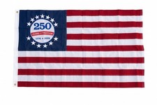 250th Anniversary USA Flag Double Sided Embroidered 3x5ft 210D Nylon Deluxe Flag