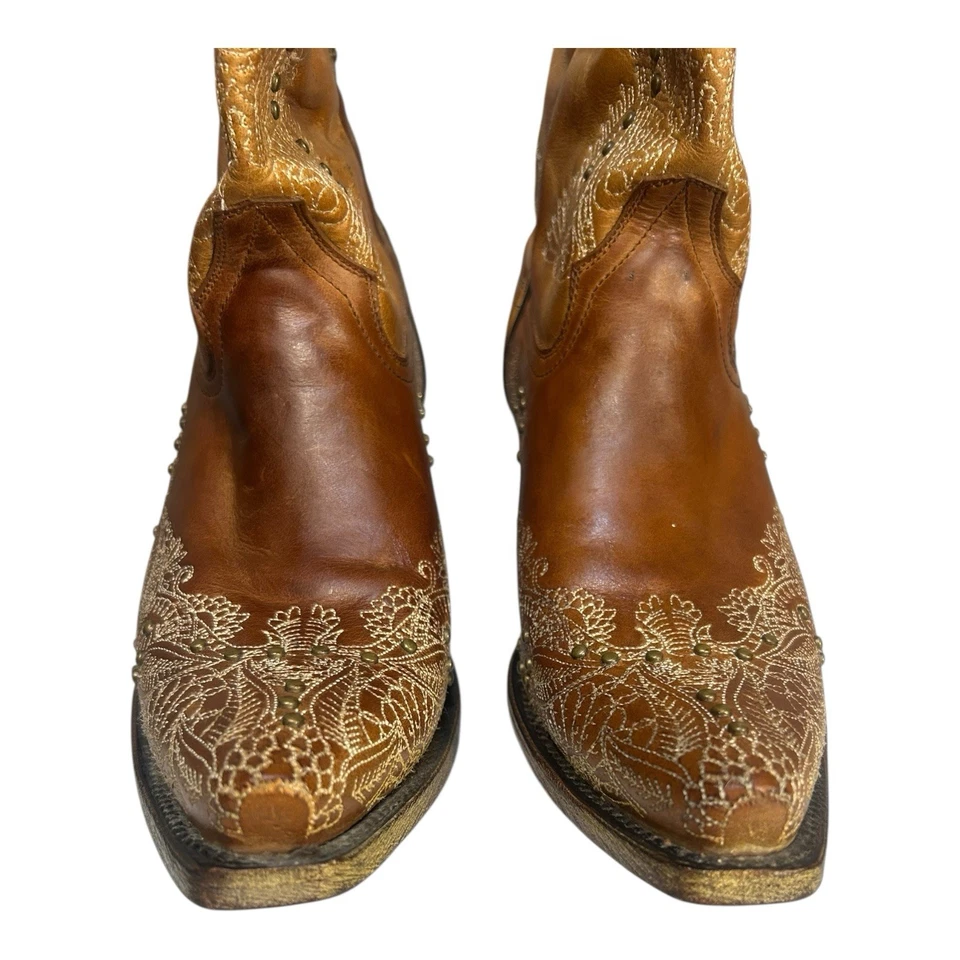 Corral E1172 Tan Embroidered Studded Western Boots Women’s 7.5 - Image 3 of 4