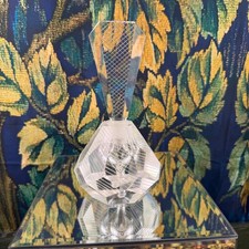 Vintage Art Deco Cut Crystal Perfume Bottle with Pyramid Stopper — listing 3