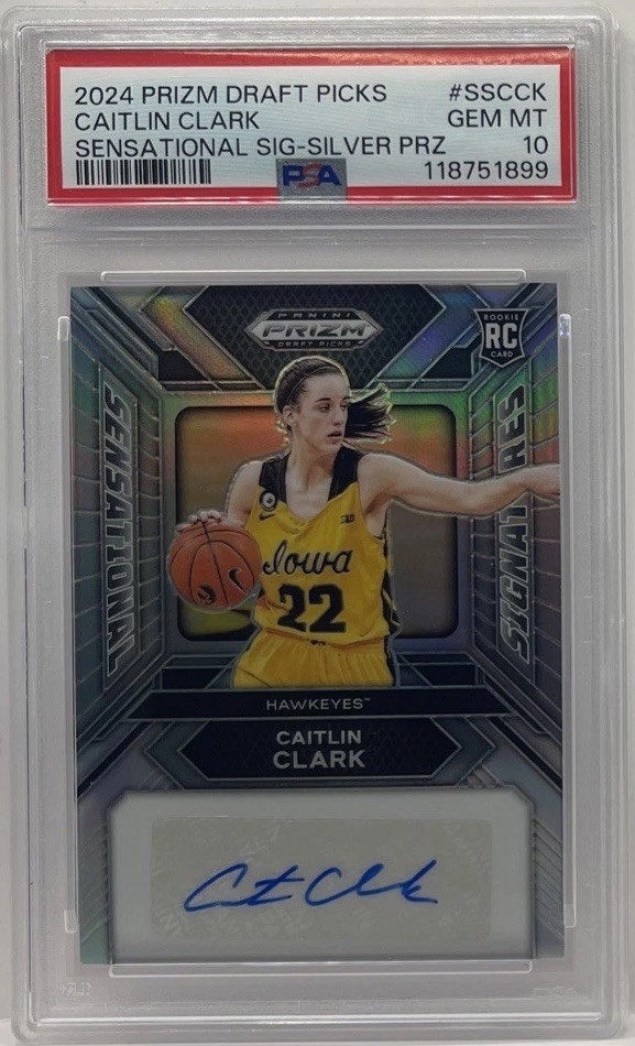 2024 PRIZM DRAFT PICKS SENSATIONAL SIGNATURES SILVER AUTO CAITLIN CLARK PSA 10