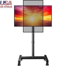 Adjustable Floor TV Stand Rotating Monitor Mount L-Shaped Base VESA Compatible