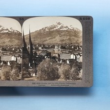 Lucerne Stereoview C1895 Real Photo Switzerland Elevated Rooftop View Of City
