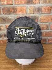 Vintage J&J Auto Racing Checkered McKenzie Tennessee USA Made Imperial Strap Hat