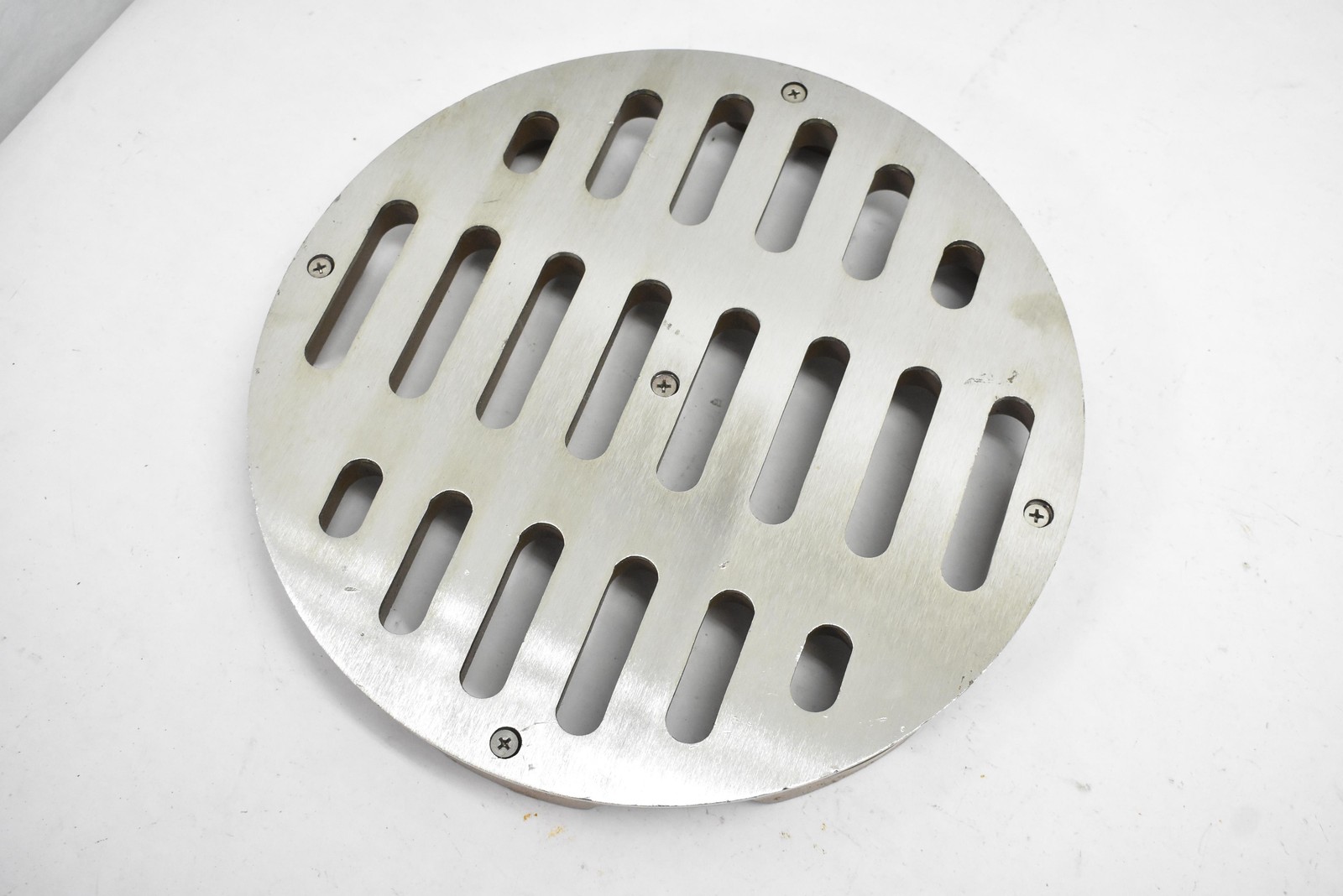 Round Floor Drain Grate Cover Cast Iron Base Stainless Slotted Heavy Duty 10.75"