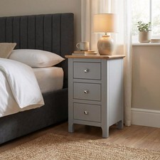 3 Drawer Oak Veneer Bedside Table Bedroom Furniture Nightstand Dove Grey