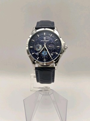Poedagar Men's Blue 43mm Chronograph Watch w/ Date &Day Night Indicator- New