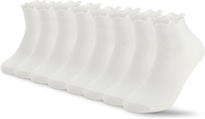 8 Pairs Frilly Socks Women,Ruffle Socks for Girl Women,Solid Color Lettuce Edge