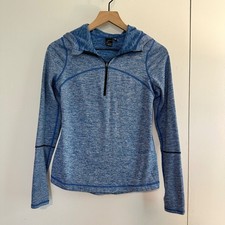 Z by Zella  Women's Blue Heathered Space Dye Hooded Pullover Quarter Zip, XS