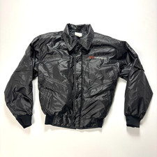 Vintage Chevrolet Heartbeat Of America Nylon Snap Jacket Black M/L Auto Chevy