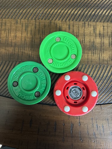 Lot Of 3 Roller Hockey Pucks, Used. See Pictures