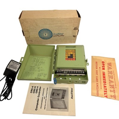 Vintage Rain Bird CRC-4 Computer Sprinkler Timer Green Box Manual Powers On New