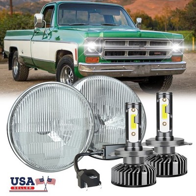 2pcs For GMC C15 C25 C35 1975 1976 1977 1978 7'' Round LED Headlights Hi-Lo Beam