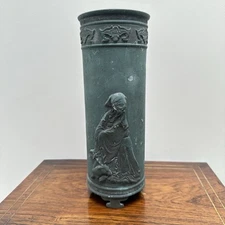 Old Chinese Bronze Tripod Brush Pot Scholar’s Object Patina Qing Style Mark (M)