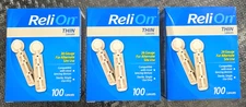 3x ReliOn Thin 100 Lancets 26 Gauge for Alternative Site Use EXP 2029