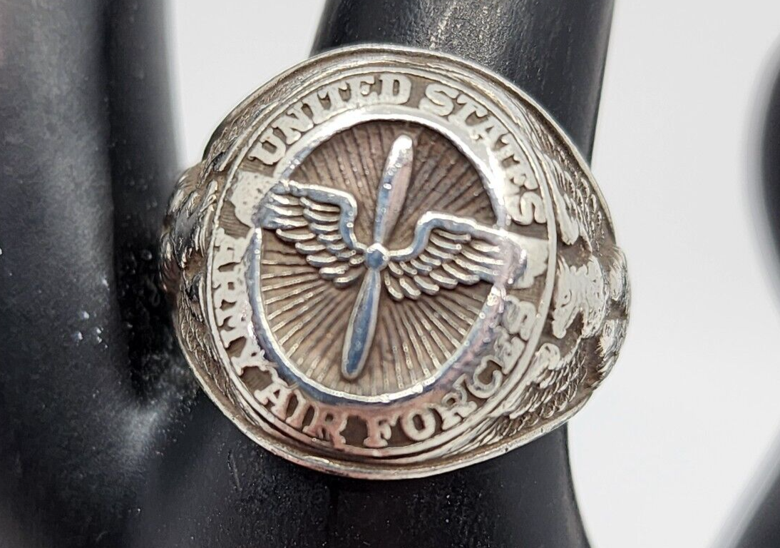 1940s WWII US Army Air Forces Sterling Silver Signet Ring 1940s WWII US Army Air Forces Sterling Silver Signet Ring
