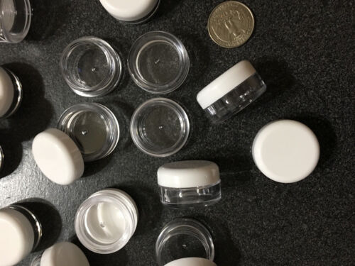 Cosmetic Jars Empty Beauty Lip Balm Containers 5 Gram 5 Ml White Caps (50) 5033 - Picture 1 of 12