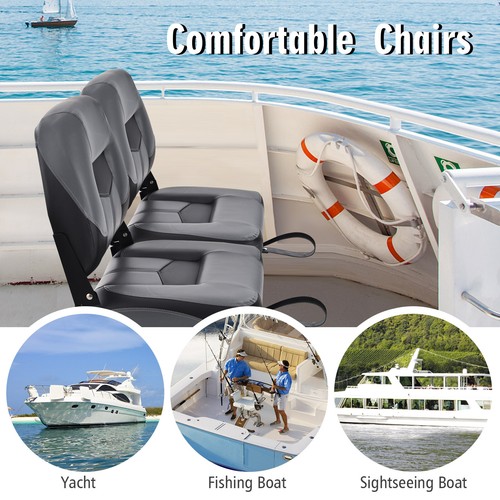 2PCS Low Back Boat Seat Folding Fishing Boat Seat Stainless Steel Screws - Picture 9 of 10