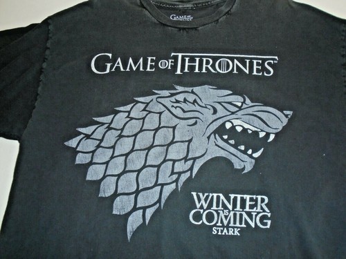 Pre-Owned Game of Thrones House Stark Emblem T-Shirt-Size 2XL-Black