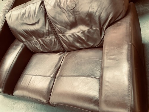 Brown Leather 3 + 2 seater Sofas - Picture 8 of 16