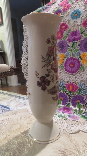 Zsolnay Large Hand Painted Porcelain Floral Vase Trimmed with 24K Gold 10" - Bild 4 von 7