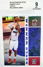 📈 BGS 9 LeBRON JAMES 📈 2019-20 DONRUSS OPTIC WINNER STAYS PURPLE PRIZM #20 100