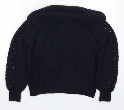 NEXT Damen Pullover blau Rollkragen Nylonmischung Größe S